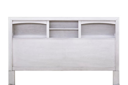 Queen Platform Bed with LED Lights & Storage – Antique White | F9674Q