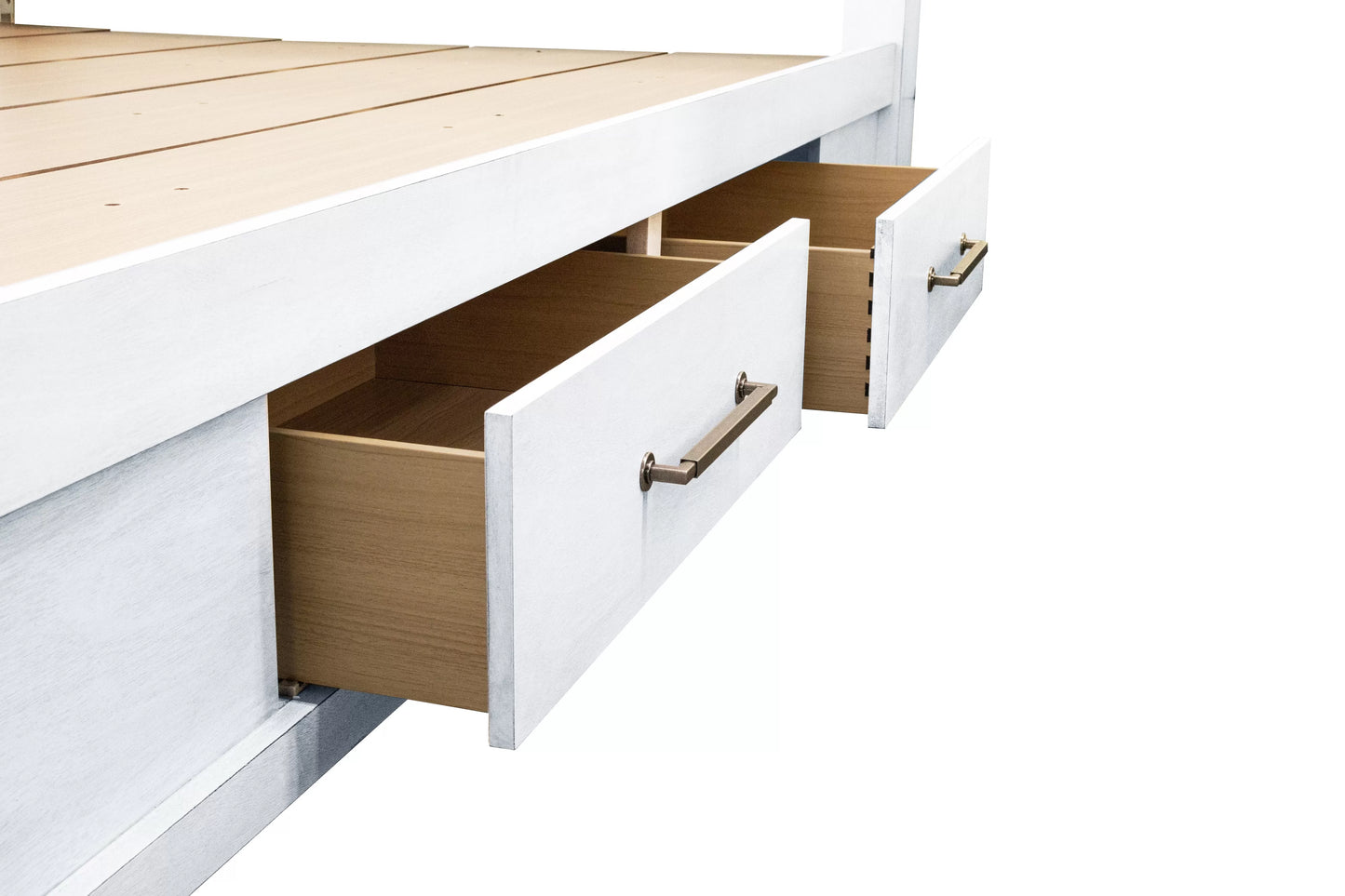 Queen Platform Bed with LED Lights & Storage – Antique White | F9674Q