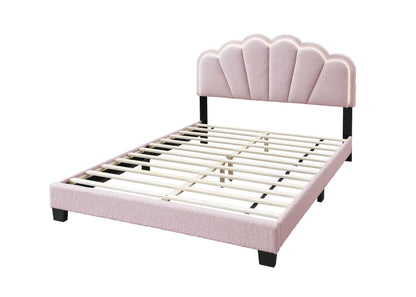 The Lumen Pink Wool fabric Full Bed Frame, Nightstand & Chest – 3 Piece - view 3