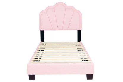 The Lumen Pink Wool Twin Bed Frame – LED Headboard - view 2