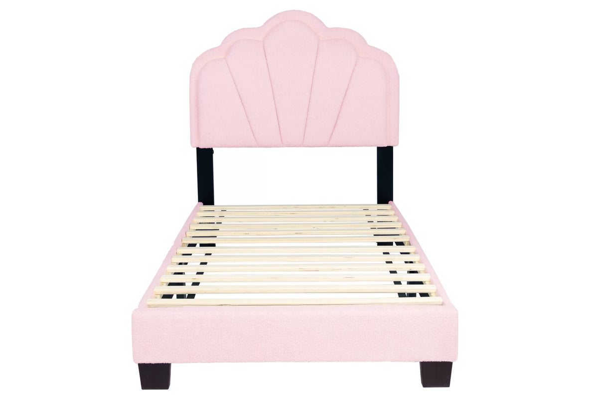The Lumen Pink Wool fabric Twin Bed Frame, Nightstand & Chest – 3 Piece - view 2