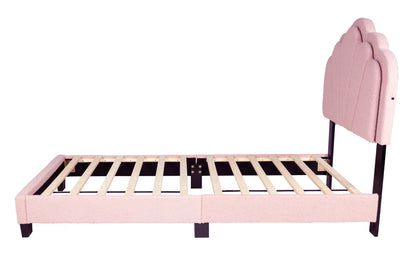 The Lumen Pink Wool fabric Twin Bed Frame, Nightstand & Chest – 3 Piece - view 3