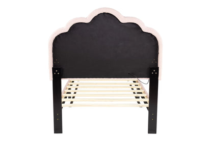 The Lumen Pink Wool Twin Bed Frame – LED Headboard - view 4