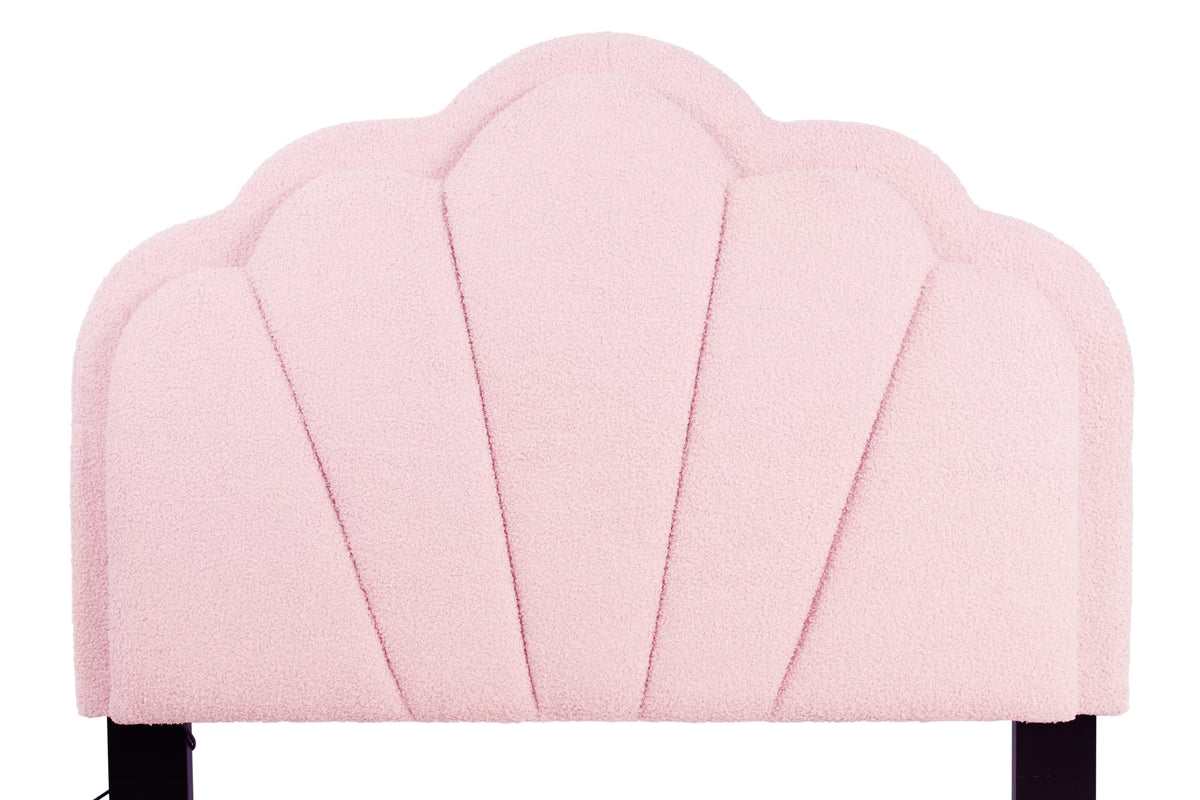 The Lumen Pink Wool Twin Bed Frame – LED Headboard - view 6