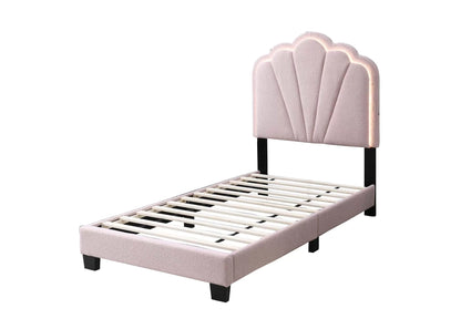 The Lumen Pink Wool Twin Bed Frame – LED Headboard - view 8