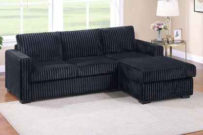 2-Piece Sectional Sofa – Black Fur-Like Corduroy F8325