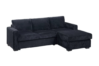 2-Piece Sectional Sofa – Black Fur-Like Corduroy F8325