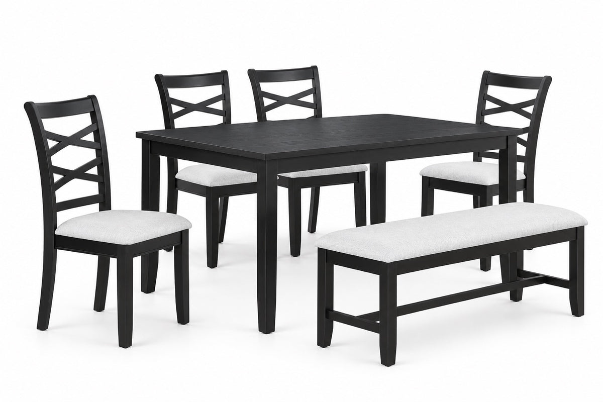 The Ashton Dining Set - 6 Piece, Black
