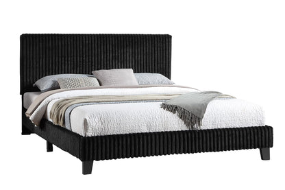 The Amara Queen Black Jumbo Corduroy Upholstered Bed