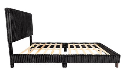 The Amara Queen Black Jumbo Corduroy Upholstered Bed
