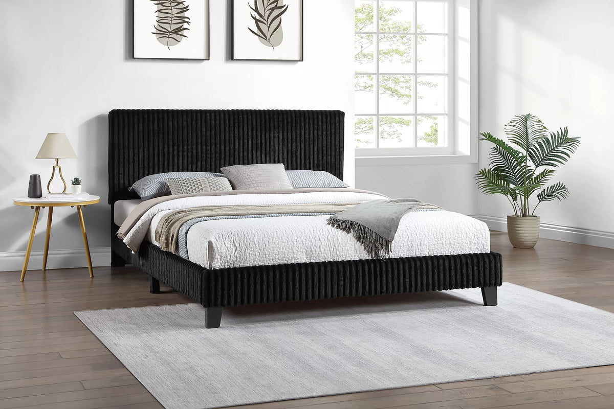 The Amara Full Black Jumbo Corduroy Upholstered Bed