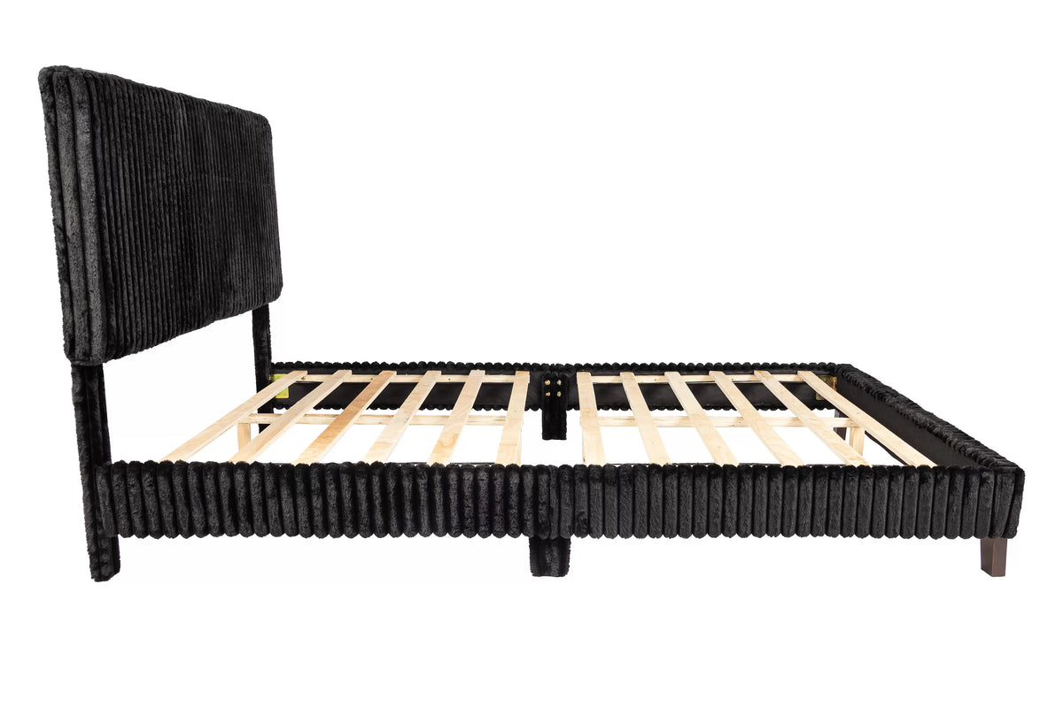 The Amara Full Black Jumbo Corduroy Upholstered Bed
