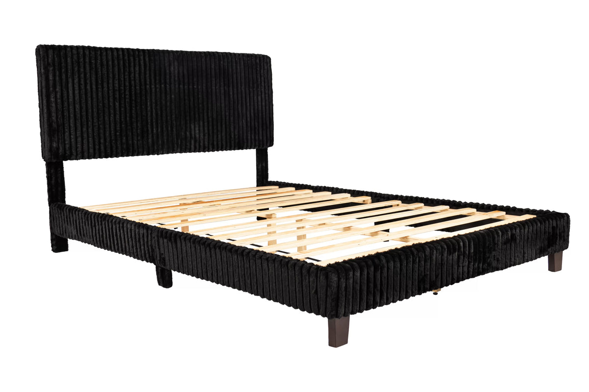 The Amara Full Black Jumbo Corduroy Upholstered Bed