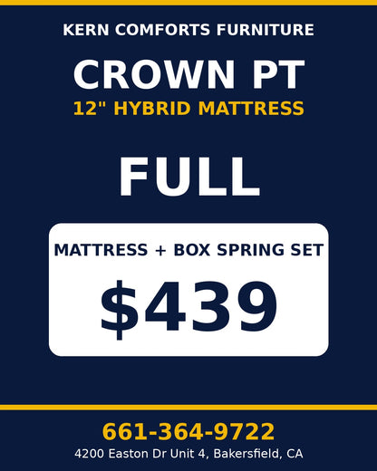 Crown PT 12" Hybrid Mattress + Box Spring Set - Full - view 2