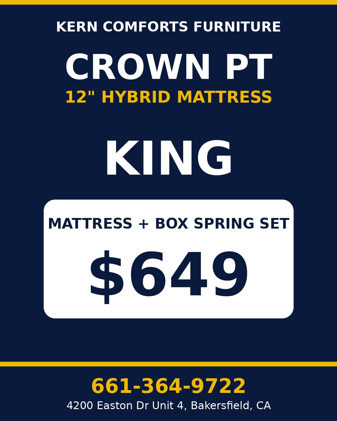Crown PT 12" Hybrid Mattress + Box Spring Set - King - view 2