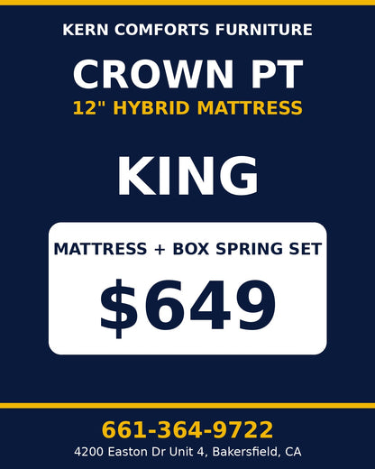 Crown PT 12" Hybrid Mattress + Box Spring Set - King - view 2
