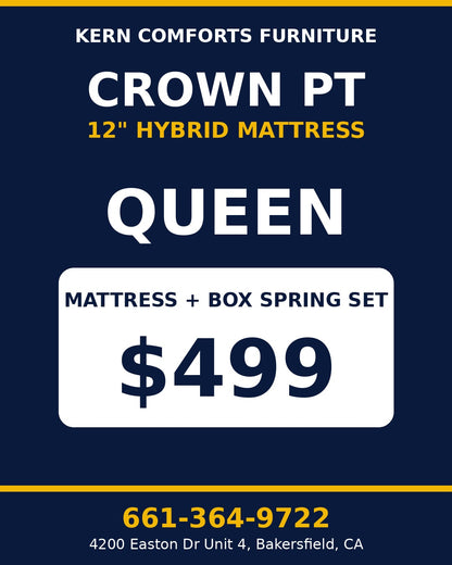 Crown PT 12" Hybrid Mattress + Box Spring Set - Queen - view 2