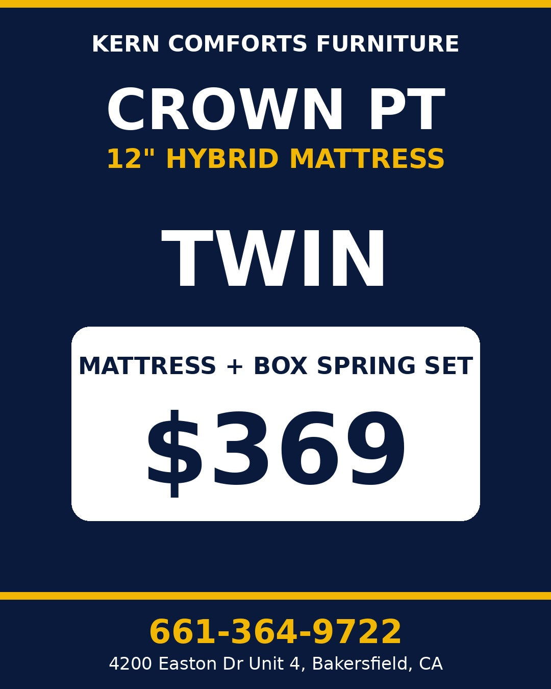 Crown PT 12" Hybrid Mattress + Box Spring Set - Twin - view 2