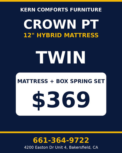 Crown PT 12" Hybrid Mattress + Box Spring Set - Twin - view 2