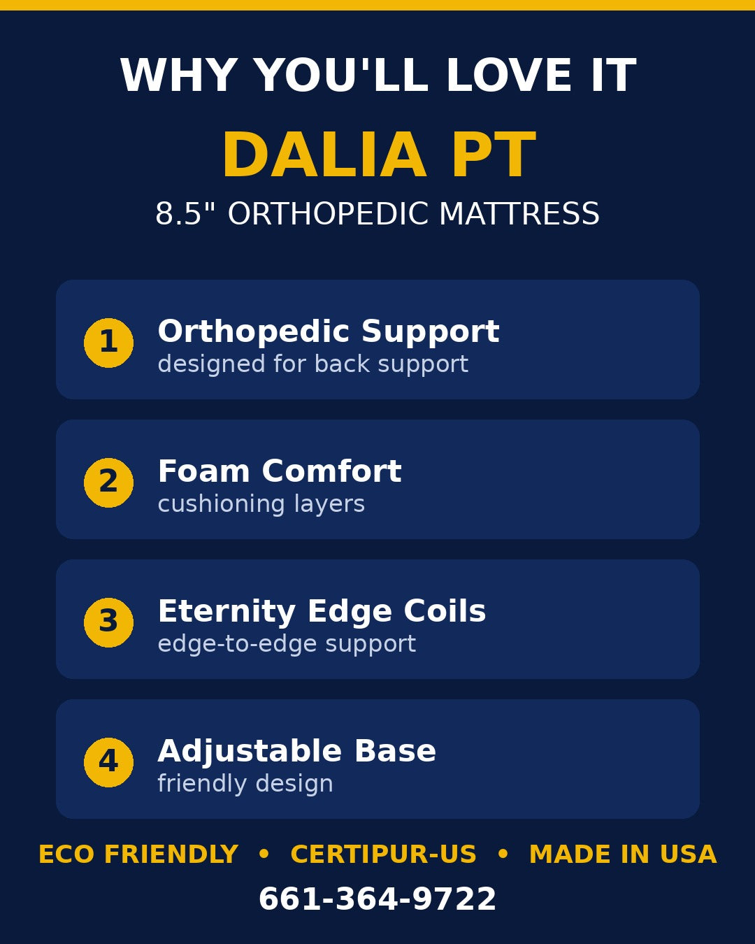 Dalia PT 8.5" Orthopedic Mattress + Box Spring Set - Cal King - view 3