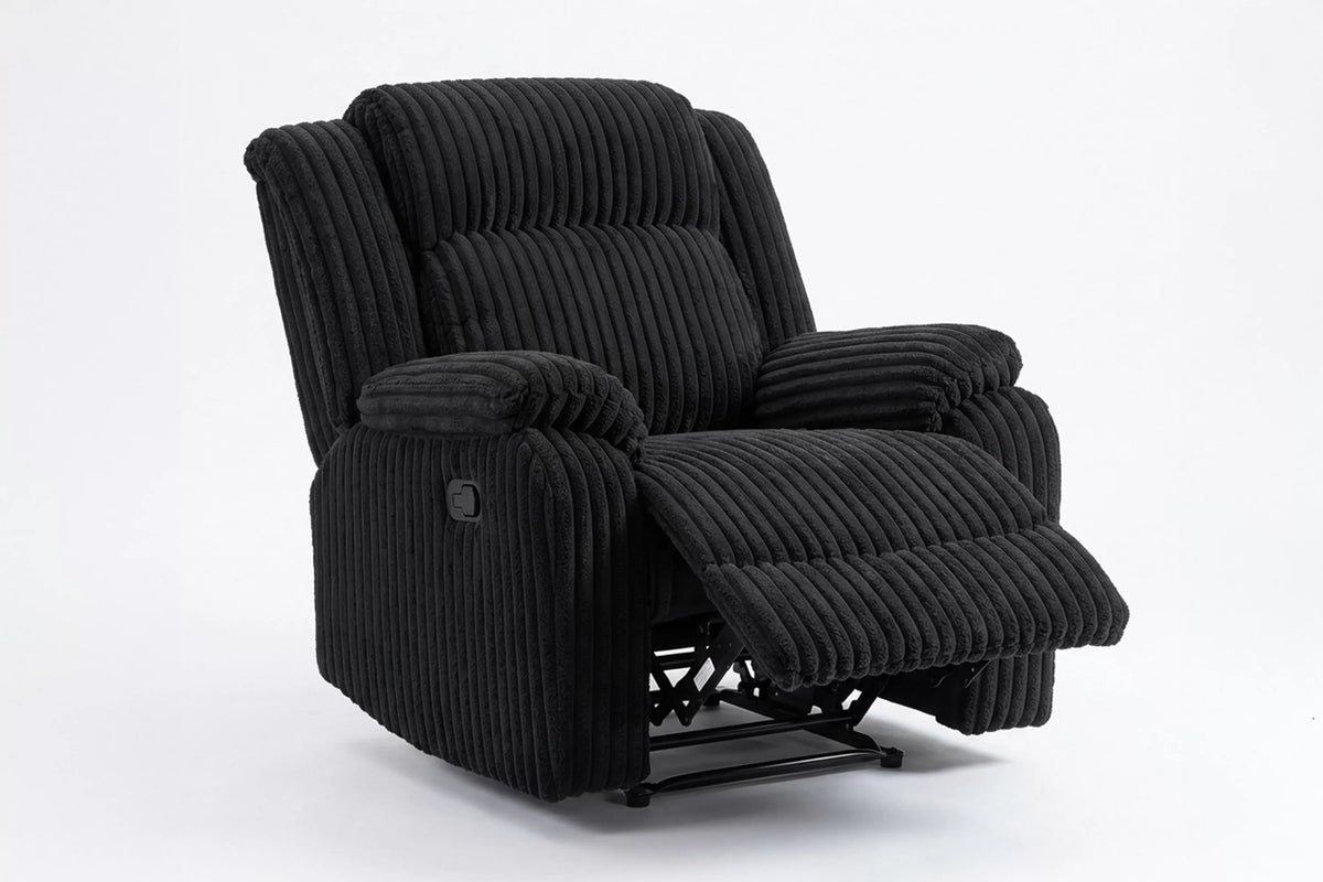 The Alcott Black Corduroy Manual Motion Living Room Set – 3 Piece - view 7