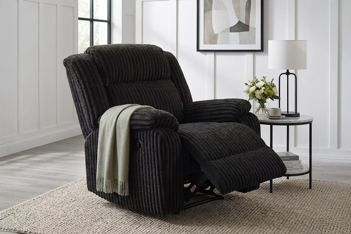 The Alcott Black Corduroy Manual Motion Living Room Set – 3 Piece - view 10