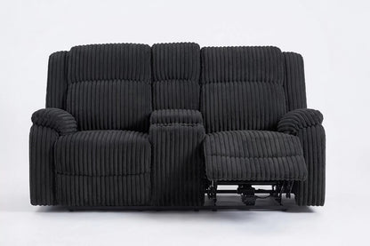 The Alcott Black Corduroy Manual Motion Living Room Set – 3 Piece - view 12