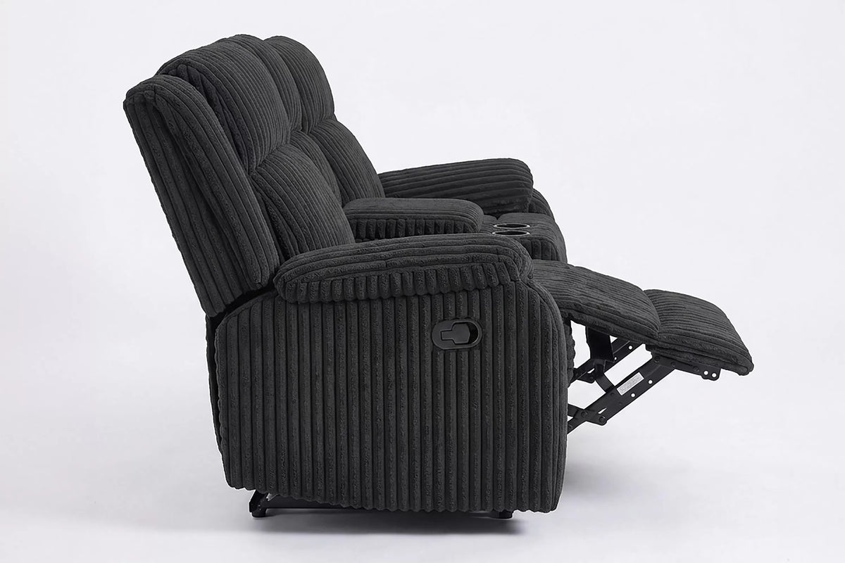 The Alcott Black Corduroy Manual Motion Living Room Set – 3 Piece - view 13